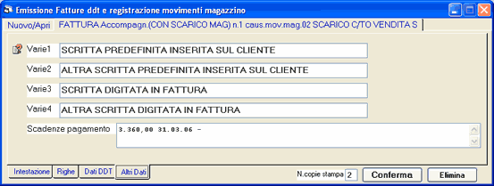 Pag.68 Quando il tipo documento è ddt (ddt vendita, ddt reso a fornitore ecc.) oppure fattura accompagnatoria la destinazione merce, il trasporto a mezzo, ecc.