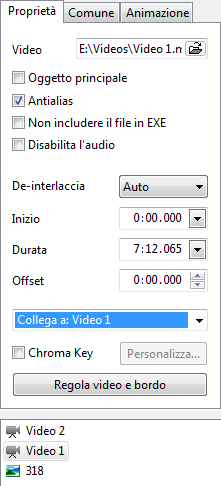 È sufficiente duplicare con copia e incolla, la traccia video master e realizzare il collegamento del video così creato, con la traccia master, selezionando il nome del video master nella lista.