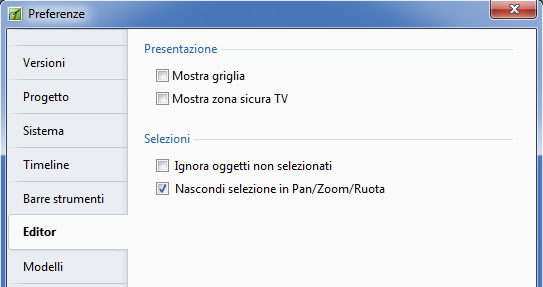 Queste quattro azioni sono accessibili oltre che nella finestra Oggetti e animazioni, anche mediante il pulsante Strumenti, in basso a destra nella finestra.