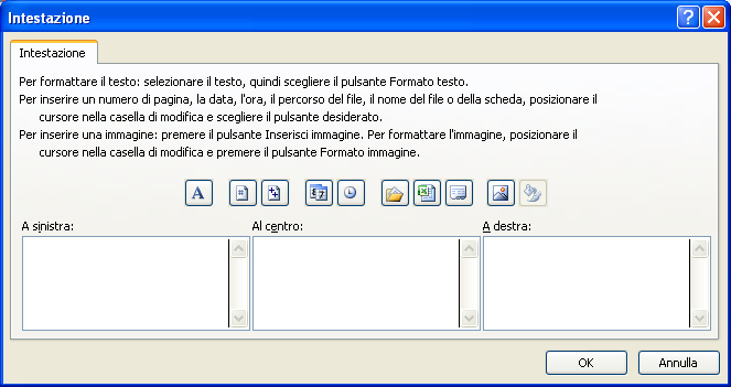 G. Pettarin ECDL Modulo 4: Excel 49 Personalizza intestazione e piè di pagina Fai clic nella casella A sinistra, Al centro