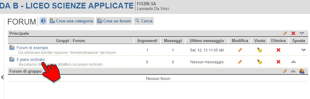 26 Dopo aver cliccato OK, è possibile vedere il nuovo forum creato nella lista dei forum.