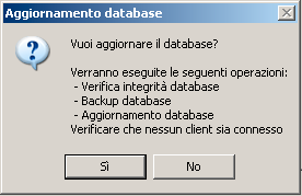 Esempio della mascherina in caso di database MS SQL server dove si inserisce il percorso come se si fosse sul server. 2. Il programma deve essere avviato con il bottone Aggiorna.