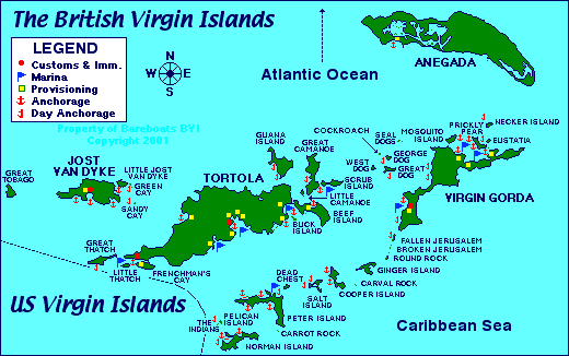 Crociera alle B.V.I. - British Virgin Islands Programma crociera: 1 Giorno [Tortola] Imbarco alle 18.00 al Marina di Hodges Creek a Tortola.