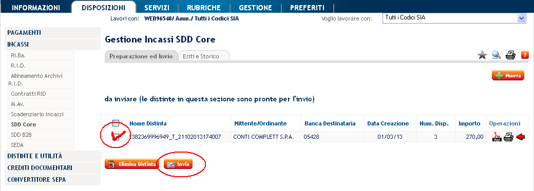 3.5 Step 4: Controlla esito Dopo qualche secondo, a conversione completata, viene mostrata la distinta SDD generata (oppure due, se erano presenti nel file RID contemporaneamente debitori associati a