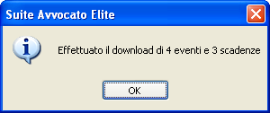 nell archivio dati del gestionale, nel caso dello scarico di eventi e scadenze, oppure un messaggio generico, nel caso dello scarico di fascicoli.