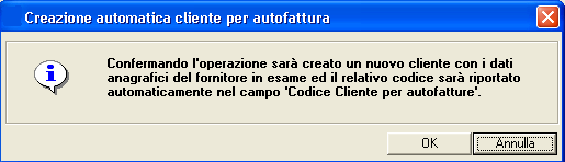 In particolare, tramite la seguente finestra è possibile confermare l operazione riguardante il fornitore.