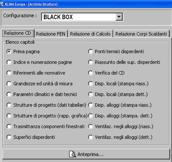 La versione BLACK BOX BECS è una piattaforma interfacciabile col software KLIMA Europa che permette di calcolare, secondo la Norma Europea EN 12831, le dispersioni dell edificio oggetto di Diagnosi