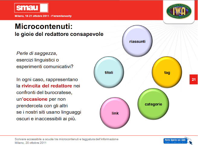 BRICKS - ANNO 2 - NUMERO 3 Fig. 3 - Microcontenuti, le gioie del redattore consapevole da http://www.slideshare.