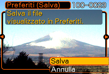 GESTIONE DEI FILE 3. Usare [ ] o [ ] per selezionare Salva e quindi premere [SET]. Questa operazione visualizza i nomi dei file presenti nella memoria incorporata o sulla scheda di memoria inserita.