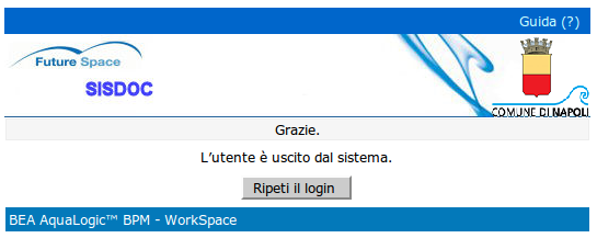 seguente: Cliccare ora sul tasto Esci nella pagina web dei Servizi