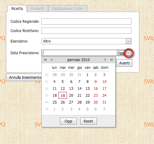 L ultimo dato da inserire è la data di prescrizione, ovvero la data che il medico ha riportato sulla ricetta.