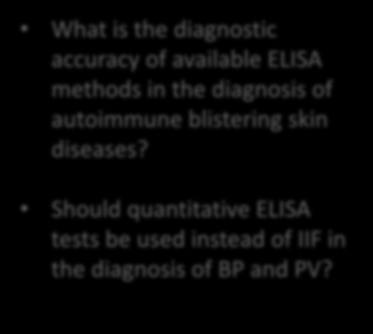 What is the diagnostic accuracy of available ELISA methods in the diagnosis of autoimmune blistering skin diseases?