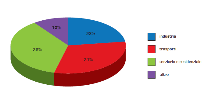 Ripartizione per settore dei consumi