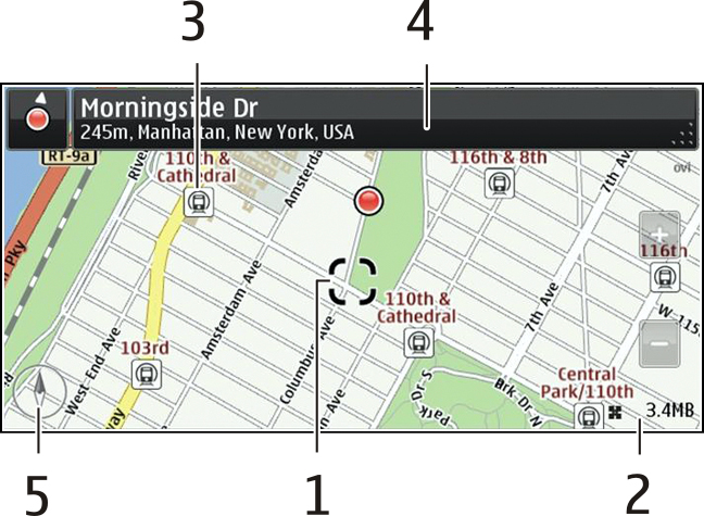 82 Mappe visualizzare la posizione corrente o per visualizzare informazioni relative alla posizione corrente, selezionare. Aumento o riduzione della percentuale di zoom + o -.