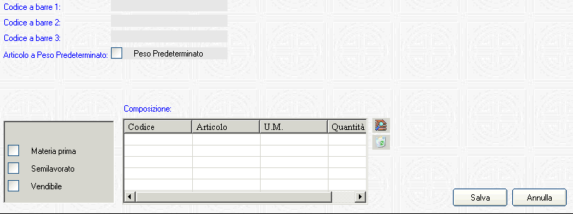 Codice Articolo Filiera Nome dell articolo Codice Acquisto Codice Fornitore Unità di misura Codice a barre 1 Codice a barre 2