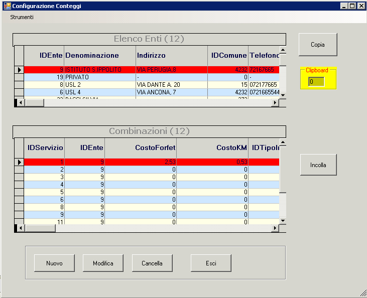 3.2 Configurazioni 3.2.1 Imposta conteggi La finestra Imposta Conteggi gestisce l anagrafica dei conteggi.