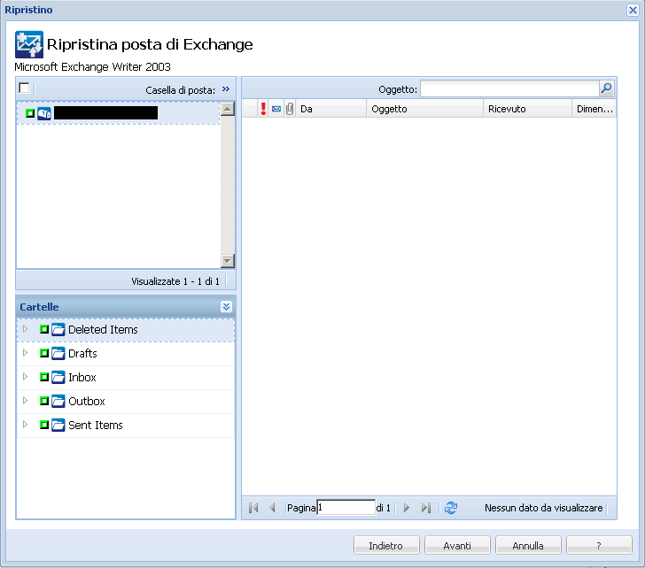 Esecuzione di un'operazione di ripristino b. Nel calendario, selezionare la data dell'immagine di backup da ripristinare.