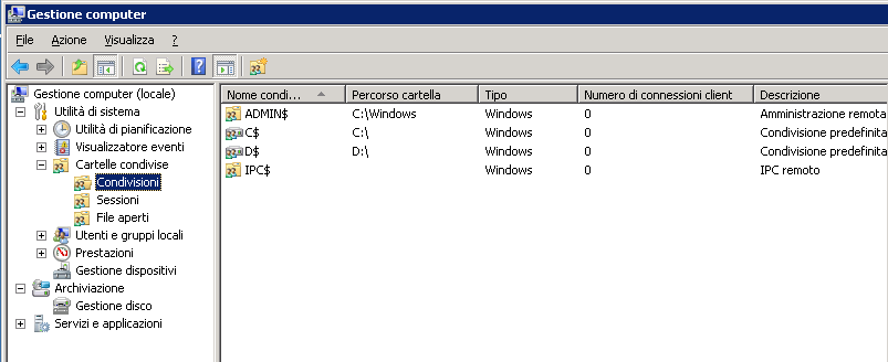 Visualizza registri 4. Per impostazione predefinita, soltanto l'amministratore predefinito dispone dei diritti di accesso a admin$ in Windows 7.