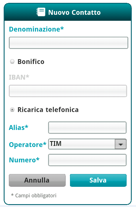 Manuale Utente Carige Mobile 64 Nuovo beneficiario Denominazione: inserire nome e cognome del beneficiario IBAN: inserire IBAN del beneficiario Alias: inserire