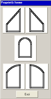 Visualizzazione del progetto Scelta della forma del progetto Una volta progettato un serramento quadro, tramite i comandi di forma, è possibile trasformarlo.