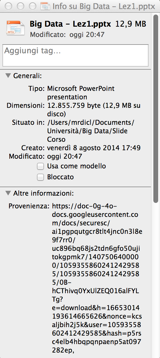 Dati non-strutturati e semi-strutturati Metadati: sono dei dati utilizzati per descrivere altri dati.