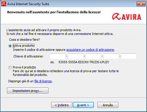 Installazione e disinstallazione Se si dispone già di un codice di attivazione, inserirlo negli appositi campi.