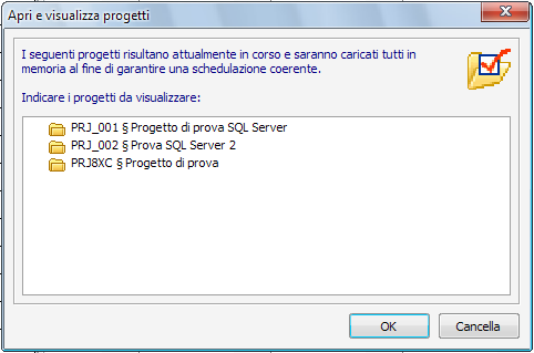 Figura 5.14. Opzioni di visualizzazione Se tutti i progetti vengono chiusi per poter operare nuovamente sarà necessario aprirne in visualizzazione uno o più di uno.