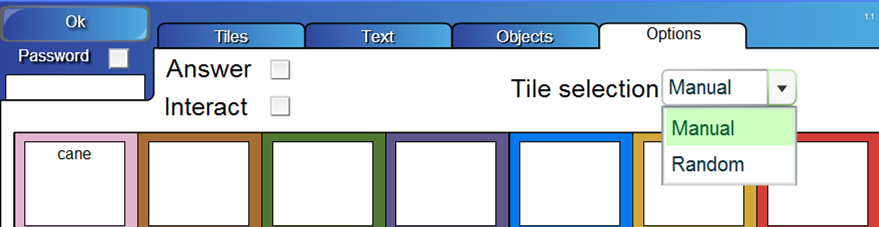 Nella scheda objects trascinare l immagine e selezionare dal menu a tendina Ordina - Porta in secondo piano. Nella scheda Options scegliere la visualizzazione al clic o casuale.
