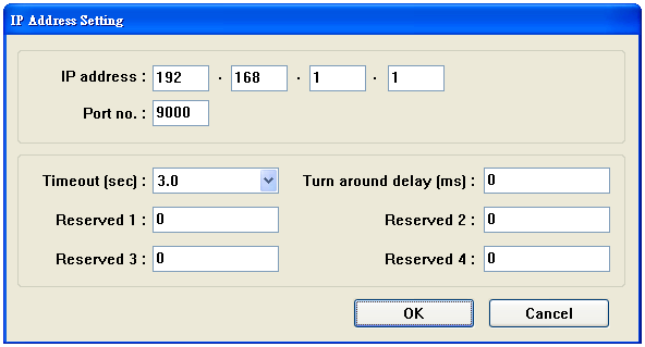 Se l' interfaccia è Ethernet, premere [Setting ] e quindi [IP Address Setting] apparirà il pop-up seguente.