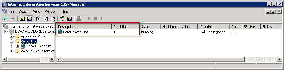 Prerequisiti di installazione Il campo ID dovrebbe indicare 1 Il campo Nome dovrebbe indicare Sito web predefinito Sito web predefinito: XP, 2003 e 2003 R2 Il server IIS deve avere: Un sito web