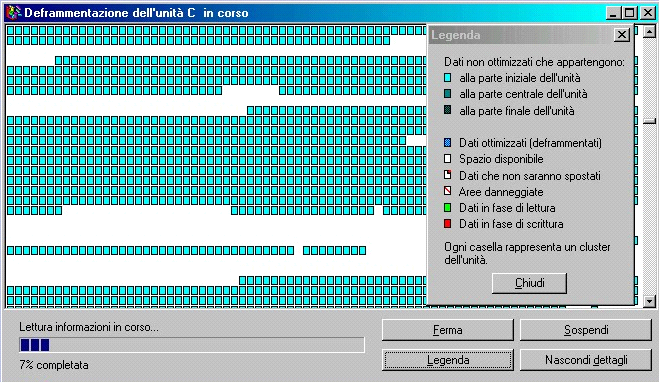 La finestra di deframmentazione LA