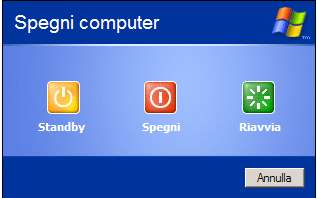 DIALOGO CHE PERMETTE LO SPEGNIMENTO CORRETTO DEL COMPUTER Attiva uno stato di basso consumo in modo da