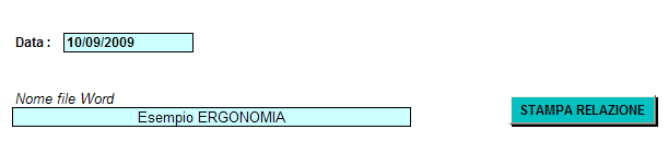 Per la STAMPA della relazione, è sufficiente indicare nel campo Nome File Word il nome da assegnare al documento (obbligatorio) e la eventuale data che sarà riportata in