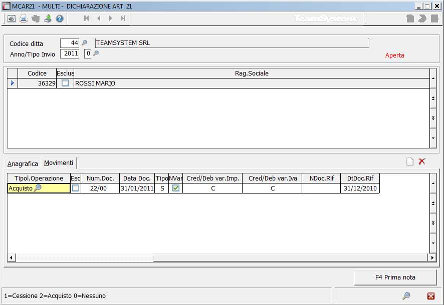 Operativamente nn ci sn particlarità: in fase di imputazine in prima nta della nta di variazine generica dvrem indicare nel camp Riferiment fattura Data dcument, 31122010,