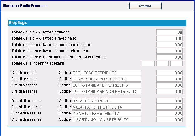 27 Colf e Badanti Tramite il bottone "Stampa" e' possibile ottenere una versione del "Riepilogo Foglio Presenze" in formato file ovvero procedere all'emissione cartacea.