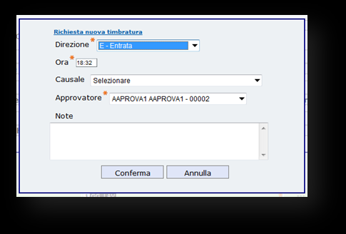 5. Inserimento richieste Le richieste di giustificativi, timbrature si possono inserire: sulla pagina del Cartellino, in Agenda 5.1.