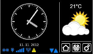 Schermata iniziale/standard 1 2 3 4 5 6 1 Area della schermata principale Nell'area della schermata principale vengono indicate la data e l'ora ed eventualmente la previsioni meteo.