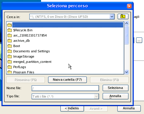 117 Fare clic sul pulsante Calc per stimare la dimensione dati risultante. 8. Nella pagina Seleziona tipo di destinazione, scegliere la modalità di archiviazione dei dati.