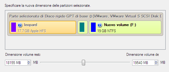 Ridimensionamento delle partizioni di Apple Boot Camp 132 Supponiamo di avere un utente Boot Camp con Windows XP come secondo sistema operativo.