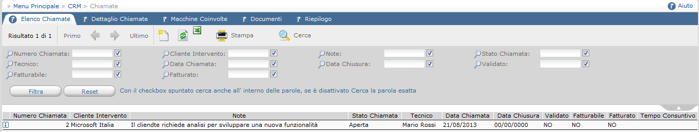 Codice intervento: natura della richiesta del cliente (Assistenza, Sviluppo, Formazione etc..).