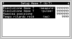 5.5 Setup Asse X Parametro Range Descrizione Risoluzione Asse X 1 999999 MEASURE.