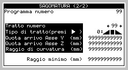 6.5.3 Sagomatura (1 20) 0: passata singola (marmo), 1: passate multiple (granito).