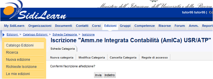 6. Sulla piattaforma Sidilearn sarà disponibile l edizione del corso "Nuova Piattaforma AMMINISTRAZIONE INTEGRATA CONTABILITA' (AmICa)" - USR/ATP, destinata ai funzionari degli USR/ATP 7.