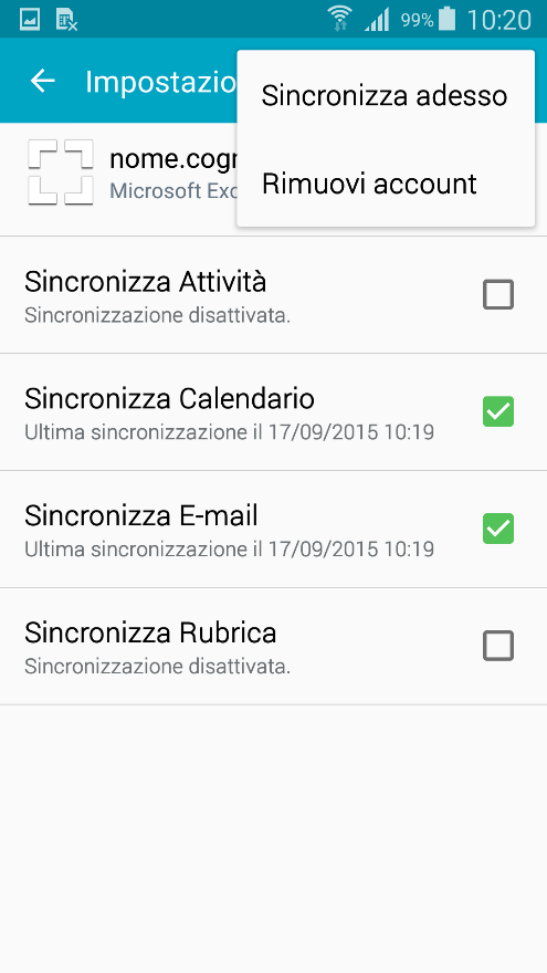 - Cliccare sull account da rimuovere - Cliccare sul menù a tendina in alto a destra e selezionare