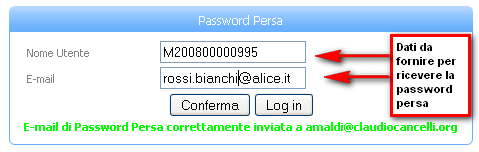 La password di accesso al sito fornita inizialmente è utilizzabile solo una volta. È necessario, per garantire la vostra sicurezza, modificarla subito dopo essere entrati nell area riservata.