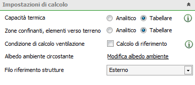 Impostazioni di calcolo: tabellare o