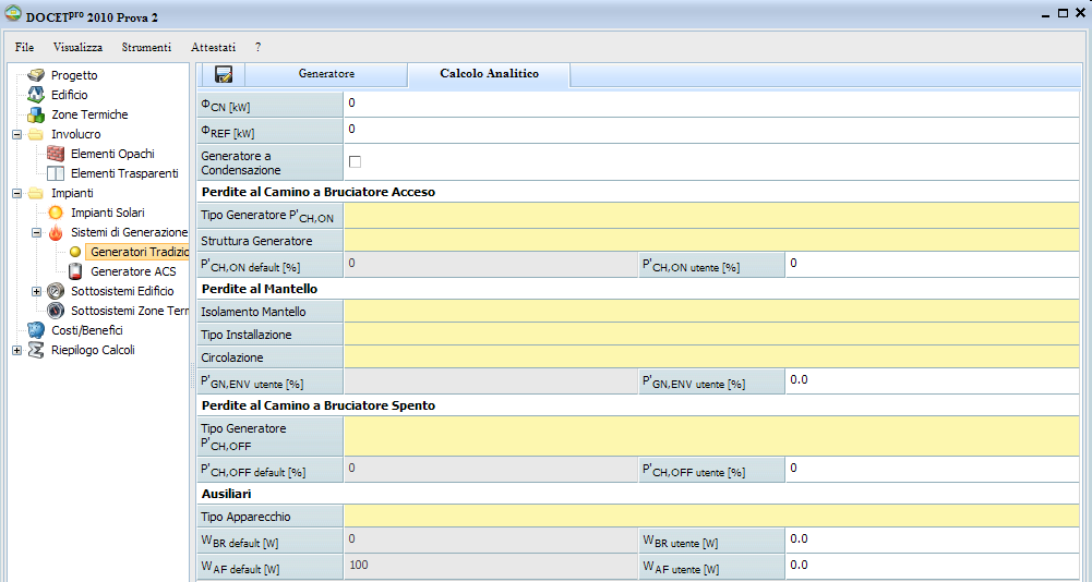 DOCETpro Descrizione impianto riscaldamento (ANALITICO):