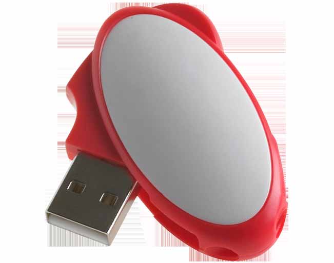 Fun Egg Chiave USB in materiale plastico, caratterizzata dalla forma ovale e dalle dimensioni ridotte. Il connettore, nascosto nel corpo della chiavetta, fuoriesce con movimento rotatorio.