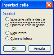 2.3 Righe e colonne 2.3.1 Inserire celle, righe e colonne in un foglio di lavoro.