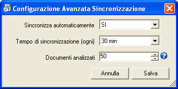 Sincronizzazione 120 Fig. 1 - Impostazione Sincronizzazione Automatica Selezionata tale voce dal Menu Principale, si aprirà la seguente finestra: Fig.